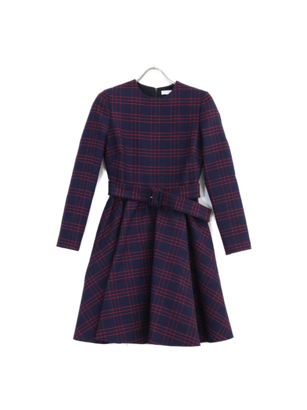 Dior Navy Red Wool Check Dress